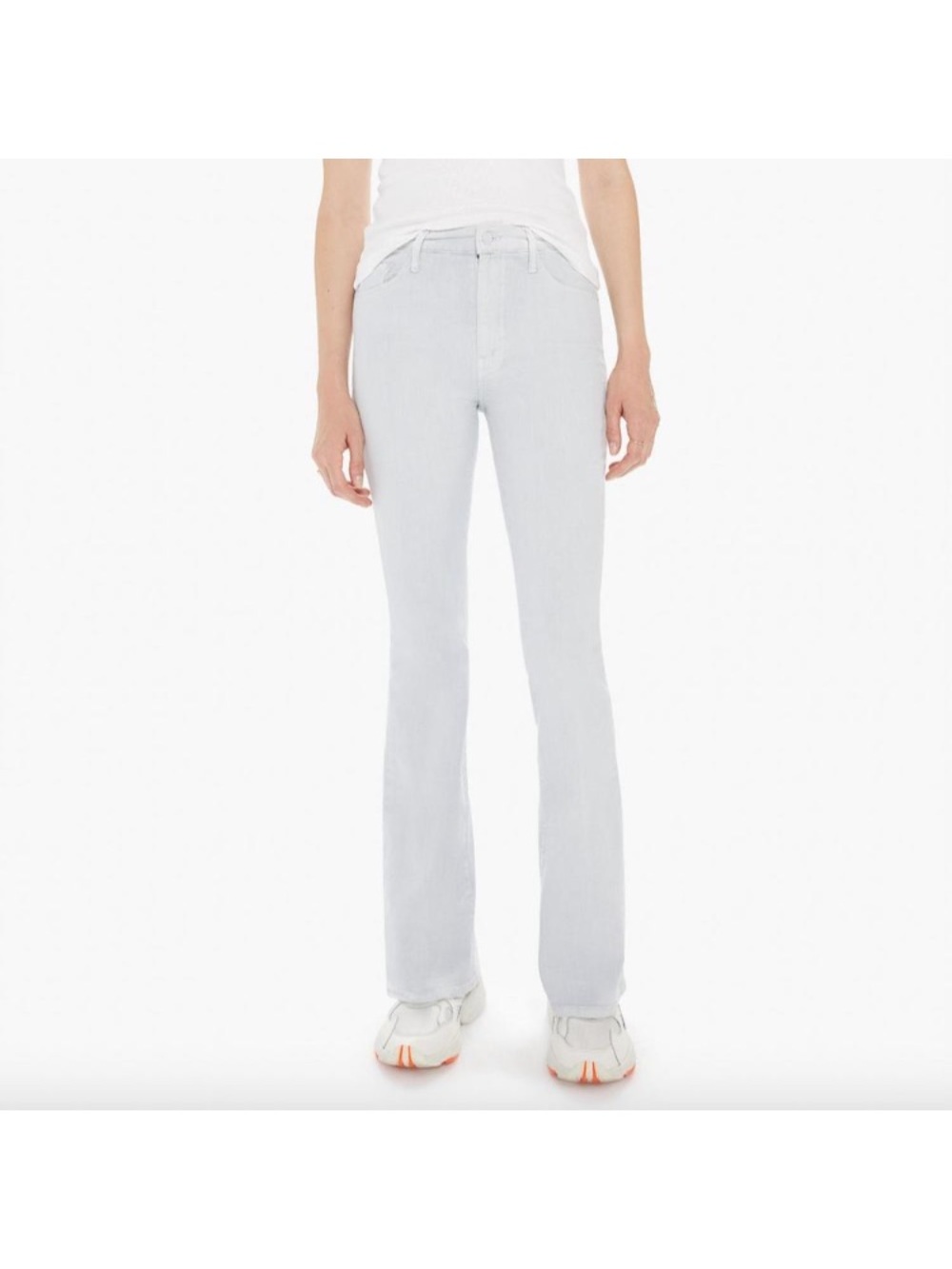 MOTHER Pale Gray Boot-Cut Jeans